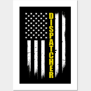 Dispatcher Thin Gold Line American Flag Posters and Art